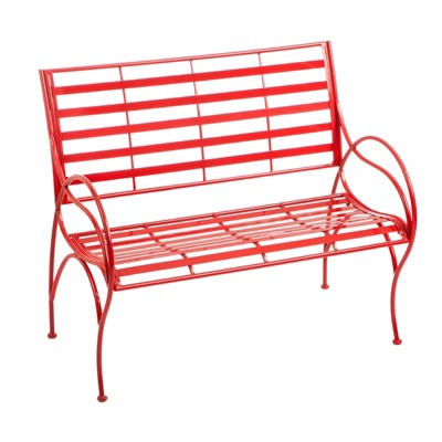 Cape Craftsmen Red Swirl Picnic Outdoor Safe Iron Garden Bench