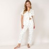 Anna-Kaci Lounge Women's Printed Two-Piece Pajama Set with Short Sleeve Button Top and Elastic Waist Shorts - Small, White - 4 of 4