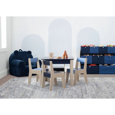 Navy Faux Shearling Bear Chair with Kid-Friendly Handle