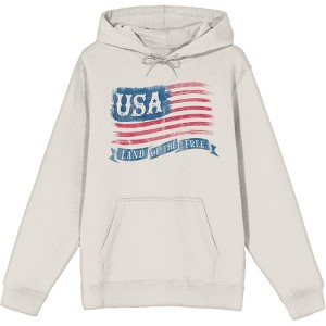 Americana USA Flag Land of the Free Adult Long Sleeve Hoodie - 1 of 2