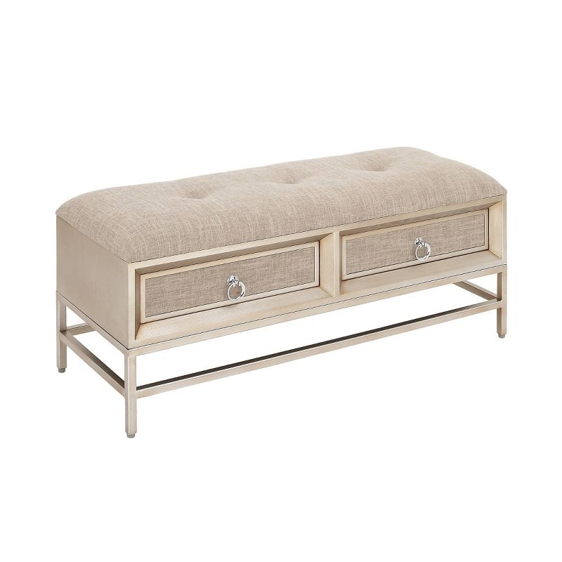 Contemporary Linen Storage Bench Beige - Olivia &#38; May, 5 of 18