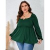 Elegant Green Plus Size Puff Sleeve Blouse for Women - Notched Neck Design, Comfortable All-Day Wear, Perfect for Any Occasion, Gift-Ready 4XL - 3 of 4