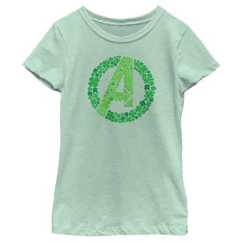 Girl's Marvel St. Patrick's Day Clover Fill Logo T-Shirt