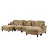 Classic U-Shaped 4-Seater Modular Sectional Sofa with Flared Arms & Ottomans - 4 of 4
