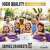 Crown Display 182 Pc Plastic Dinnerware Set: Includes 26 Each of 9''  Plates Disposable, 7'' Dessert Plates, 12oz Cups Napkins & Cutlery - 2 of 4