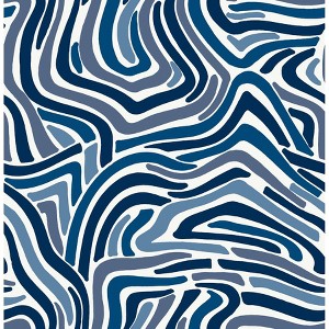NuWallpaper Spirited Peel and Stick Wallpaper Blue: Removable Jungalow Kids' Vinyl, Self-Adhesive, 28.2 Sq Ft Coverage - 1 of 4