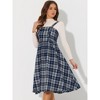 INSPIRE CHIC Women's Plaid Vintage Sleeveless A-Line Overall Pinafore Dress - 3 of 4