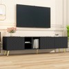 TV Cabinet For 80+ Inch TV, Modern Minimalist Geometric Multi-functional TV Stand With Storage Cabinets, Metal Handles, Legs - image 2 of 4