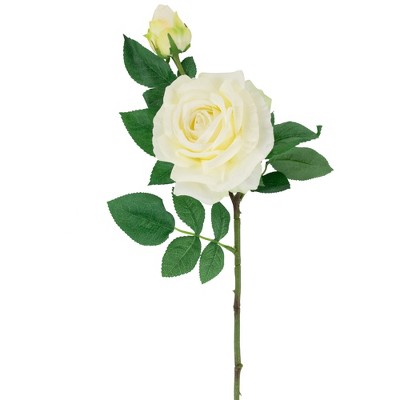 Set of 6 White Real Touch Artificial Rose Stems