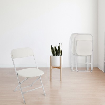 White Metal Frame Armless Folding Reception Chairs