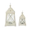 Set of 2 Trapezoid Wood/Glass Candle Holders White - Olivia & May: Elegant Lantern Design for Pillar Candles - 4 of 4