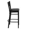Emma and Oliver Black Metal Grid Back Barstool, Black Vinyl Seat - 3 of 4
