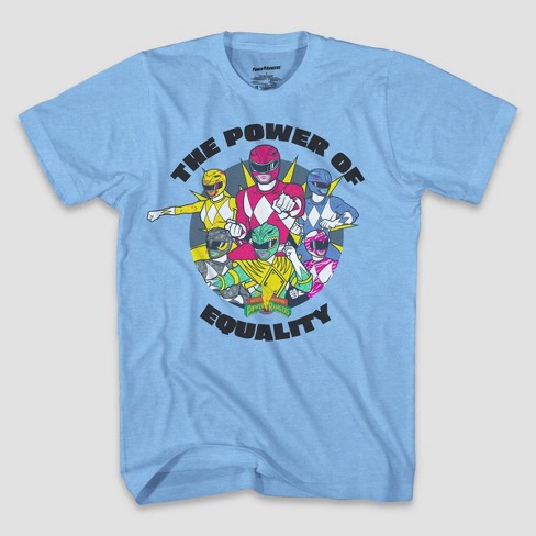Men's Power Rangers Short Sleeve Graphic T-Shirt - Light Blue XXL