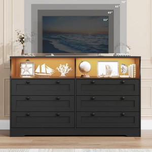 Dresser for Bedroom, Large Wooden Bedroom Dressers with Drawers, 55 Inch Wide Tv Dresser for Bedroom with Power Outlet and Led Lights - 1 of 4