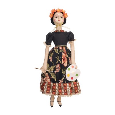 Gallerie II Frida Kahlo Art Doll Halloween Fall Harvest Art Doll Decor Decoration