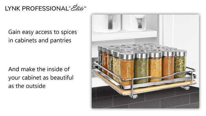 Lynk Professional Slide Out Vertical 10.25&#34; Single Metal/Wood Spice Rack Silver, 2 of 7, play video