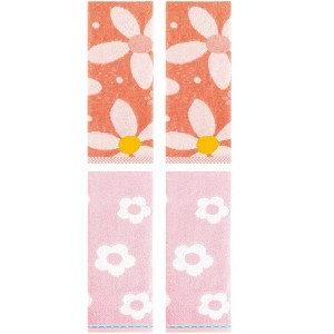 REGALWOVEN 4 Pcs Cute Floral Pattern Cotton Bathroom Soft Absorbent Hand Towel - 1 of 4