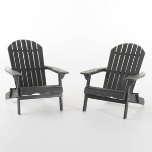 Hanlee Set of 2 Folding Wood Adirondack Chair - Christopher Knight Home - 1 of 4