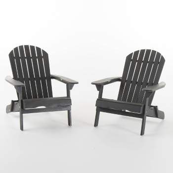 Hanlee Set of 2 Folding Wood Adirondack Chair - Christopher Knight Home