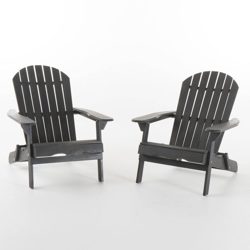 Hanlee Set of 2 Folding Wood Adirondack Chair - Christopher Knight Home, 1 of 11