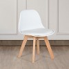 FurnitureR Small Desk Chair Plastic Mid-Back, Drawing Play Chairs Armless for Toddlers Children Kids, Wooden Legs, Set of 2, White - 3 of 4