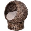 23" Handwoven Elevated Cat Bed with Cushion,Rotatable Wicker Cat Egg Chair,Raised Indoor Cat House for Small Cats-LAOTIES - 3 of 4