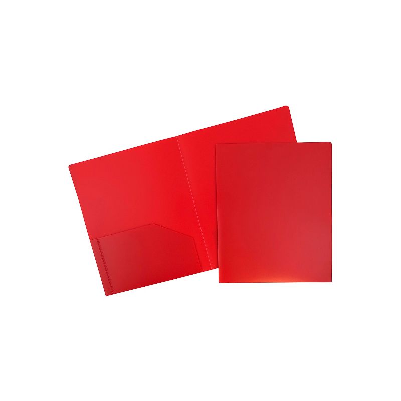 JAM Paper Heavy Duty 2-Pocket Presentation Folders Red 108/Box 383HREB, 2 of 5