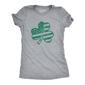Womens American Shamrock Flag T Shirt USA Saint Patricks Day Clover Graphic - Crazy Dog Women's T Shirt - 1 of 4
