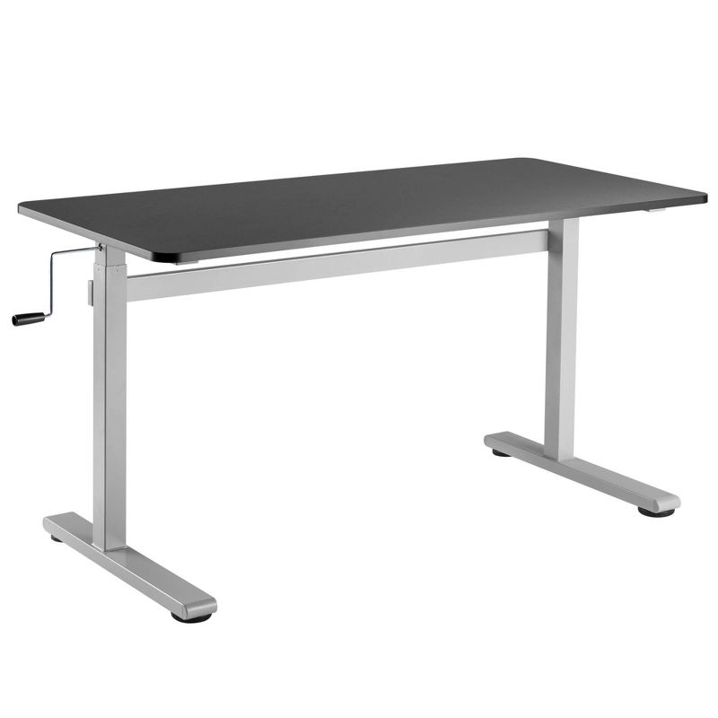 Tranzendesk Standing Desk – 55" Manual Height Adjustable Workstation – Black with Silver Legs – Stand Steady, 2 of 13
