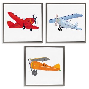 Stupell Industries Triple Colorful Airplanes Drawing, 18" x 18" - 1 of 4