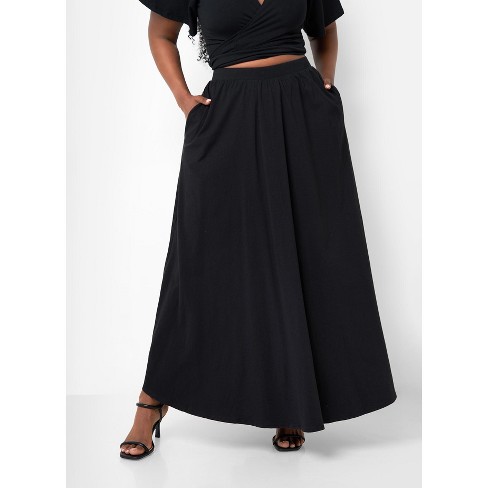 Jessica London Women's Plus Size Casual Wide Elastic Pull-On Lightweight  Maxi Skirt