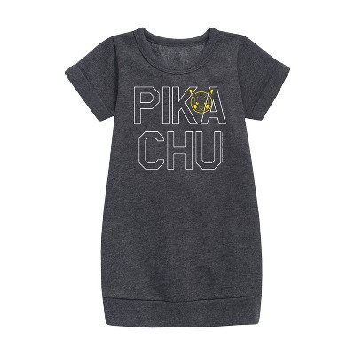 - Pokémon - Pikachu Logo Style Graphic Short Sleeve Fleece Dress