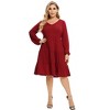 plus Size V-Neck Multi-Layered Ruffle Long Sleeve Dress - 2 of 4