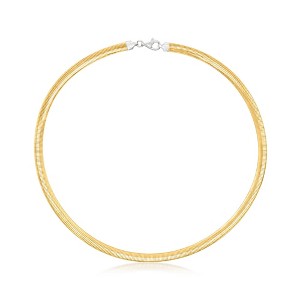 Ross-Simons Italian 6mm Reversible Omega Necklace in Sterling Silver and 18kt Gold Over Sterling - 1 of 4