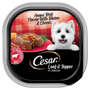 Cesar Beef, Cheese, Bacon, Gravy and Red Meat Flavor Loaf and Topper in Sauce Small Breed Wet Dog Food - 3.5oz - 1 of 4