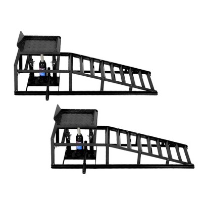 2PCS 5 Ton Hydraulic Ramps, Heavy Duty 3-Position Adjustable Vehicle Lift Ramps 9.3"-14" Height, Steel Ramps for Oil Changes & Repairs