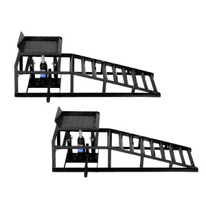 2PCS 5 Ton Hydraulic Ramps, Heavy Duty 3-Position Adjustable Vehicle Lift Ramps 9.3"-14" Height, Steel Ramps for Oil Changes & Repairs - 1 of 4