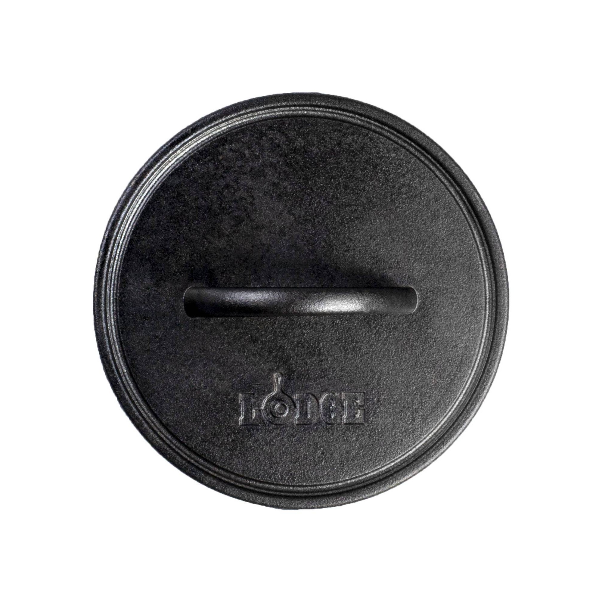 Lodge 8" Cast Iron Round Flat Grill Press: Oven & Broiler-Safe, Hand Wash, Gas & Induction Compatible, Black