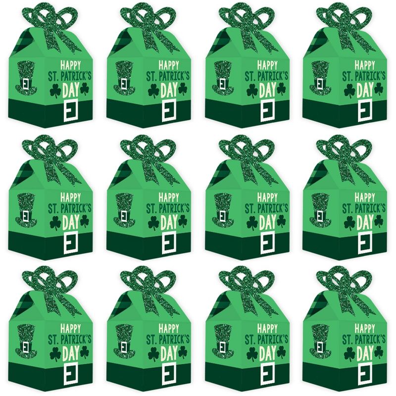 Big Dot of Happiness St. Patrick's Day - Square Favor Gift Boxes - Saint Paddy's Day Party Bow Boxes - Set of 12, 5 of 9