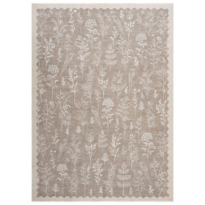 Indoor Modern Botanical Living Room Bedroom Area Rugs for Home Decor, Washable Non Slip Dining Room Carpet, Foldable Thin Mat - 1 of 4