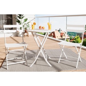 3-Piece Outdoor Bistro Set - Small Iron Patio Table & 2 Chairs, Cafe Dining Set for Balcony, Garden, Apartment, All-Weather Bistro Furniture - 1 of 4