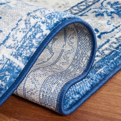 Brentwood Blue and Ivory Square Synthetic Area Rug