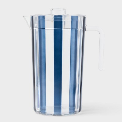 70 fl oz Striped Beverage Picher Navy Blue - Sun Squad™