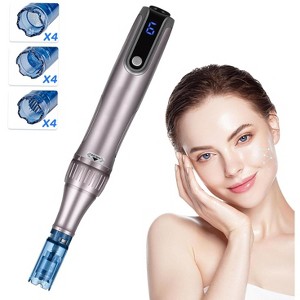 YEVYO Electric Microneedle Derma Roller Pen with 15pcs Replacement Kit - Microneeding 0.25 mm Derma Roller Beauty Pen for Women Men Tools - Grey - 1 of 4