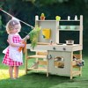 Outdoor Wooden Mud Kitchen for Kids with Sink, Faucet, Stove, Oven, and Accessories, Waterproof Play Kitchen for Backyard Pretend Play - 2 of 4