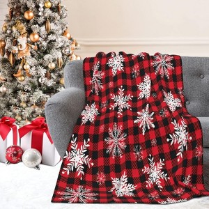 Lomsoe Christmas Snowflake Throw Blanket Rustic Soft Flannel Throw Blanket for Couch Bed Sofa Warm Decoration Xmas Gifts. - 1 of 4