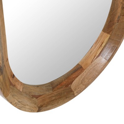 Natural Light Wood Oval Wall Mirror