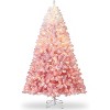 Artificial Christmas Tree w/Warm White LED Lights, Pink Gradient Snow Frosted Xmas Tree for Holiday Deco w/Realistic Branch Tips, Metal Stand - 2 of 4