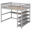 CAVINAS Twin Size Loft Bed with Desk Modern Pine Bed Frame with 4-layer Storage Shelf and Ladder for Bedroom - 3 of 4