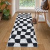 Acekool 2x6 Washable Plaid Rug – Modern Non-Slip Hallway Carpet, Stain-Resistant Geometric Design in Coastal Blue - 2 of 4